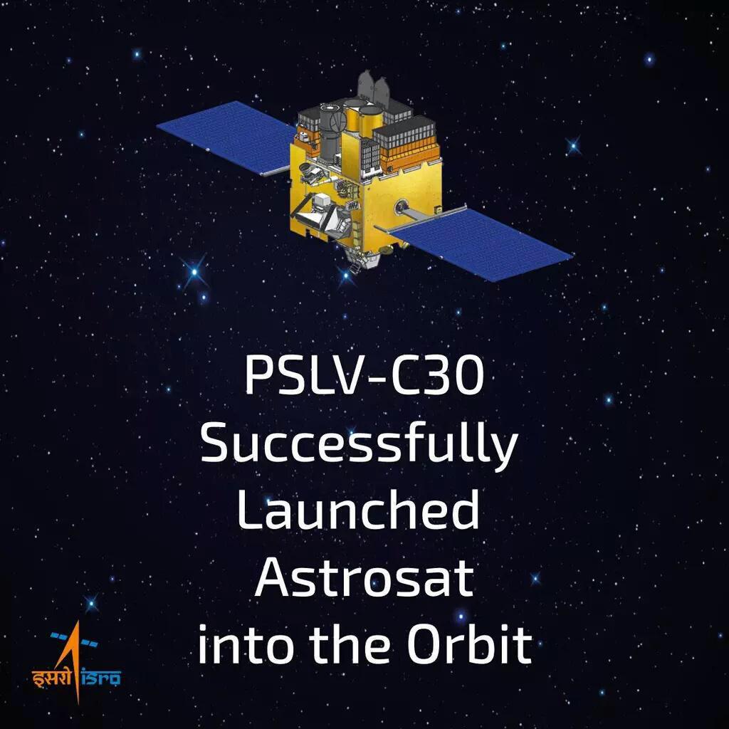 ashishbadshah's tweet image. Congrats @isro Polar Satellite launchvehicle PSLV C-30 successfully launches India&apos;s satellite #Astrosat into orbit.