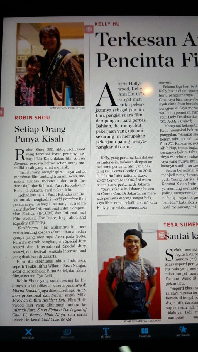 damiendematra's tweet photo. Thanks #RobinShou for letting me know that #Earthbound win in @iffpie is at today Newspaper @hariankompas http://t.co/LxmKhpm040