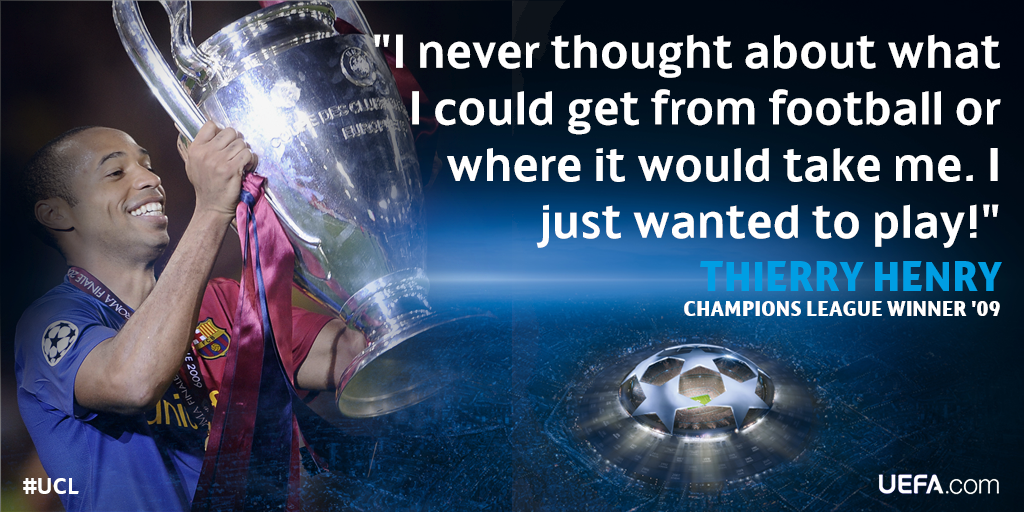 ChampionsLeague's tweet photo. Former @Arsenal &amp; @FCBarcelona star @ThierryHenry had the right attitude...
#MotivationMonday #UCL http://t.co/tJItC24nFA