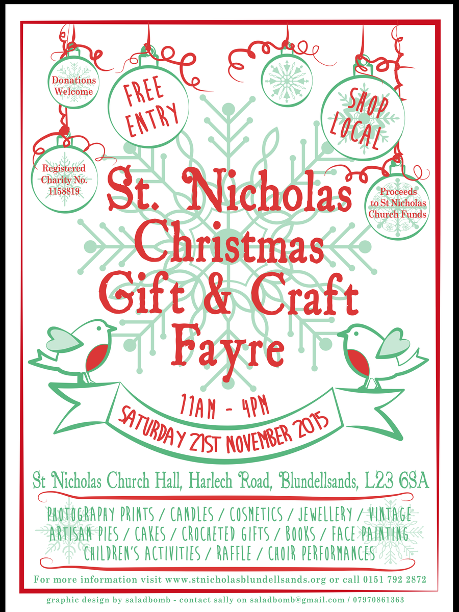 This is the poster for our next event!
Please RT!
Saturday 21st November at St Nicholas church, Blundellsands
#Fayre