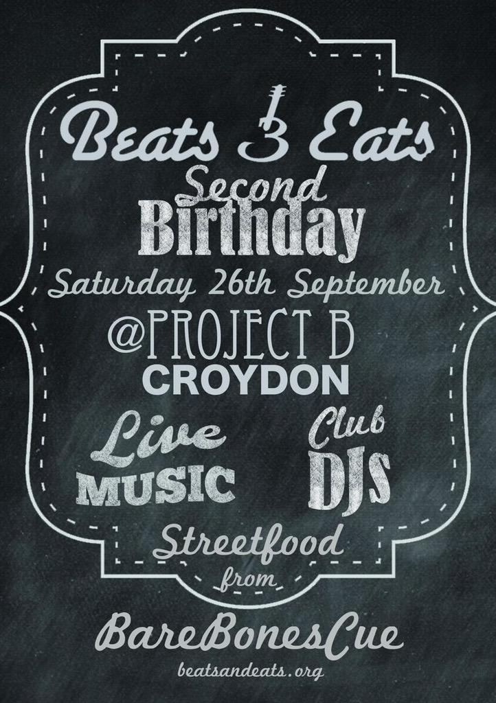 BareBonesCue's tweet photo. Tonight People.
@ProjectBCroydon with @beats_eats http://t.co/oBLzEkRp2T