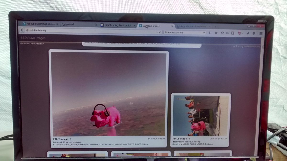 theRSGB's tweet image. @nerdsville @N_Hamfest A view from the balloon and Pinky from 8.2km in the air #hamr #hamradio