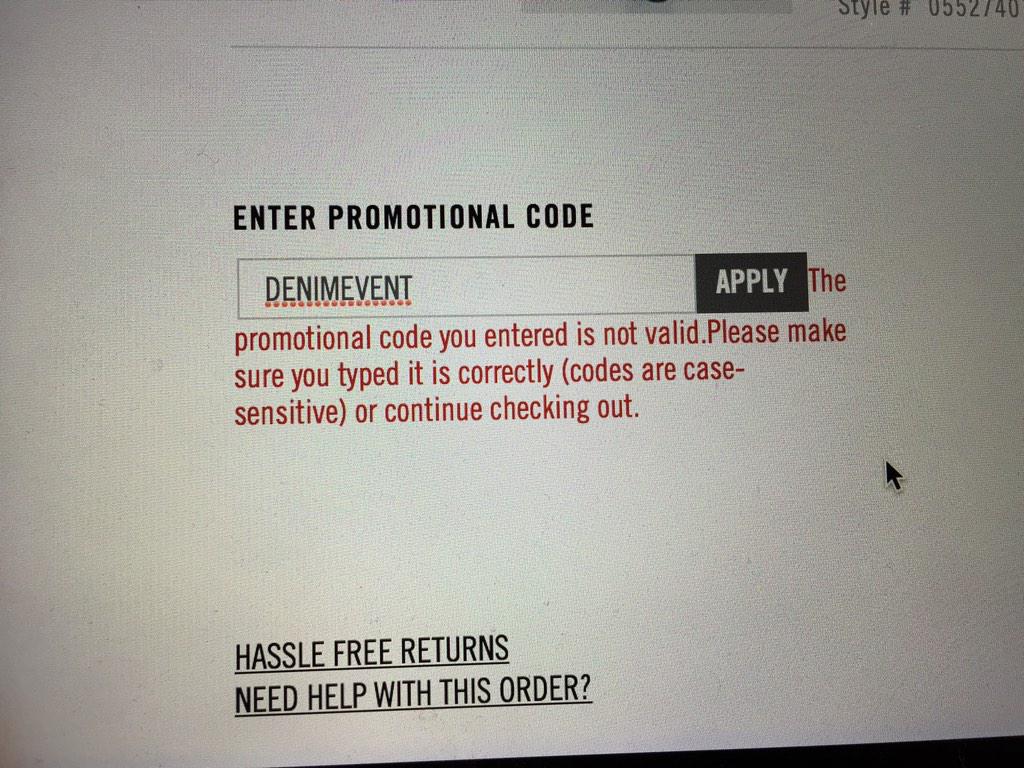Very disappointed <a href="/LEVIS/">Levi's®</a>. If you advertise a code on your front page it would be nice if it worked #getthebasicsright