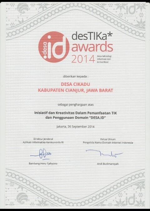 cikadutv_'s tweet photo. 1th sudah Awards Fest. DesTIKa Kominfo 2014 #DesaID @kemkominfo @KemenDesa @marwan_jafar @rudiantara_id @aheryawan http://t.co/aHcEDGLM3s