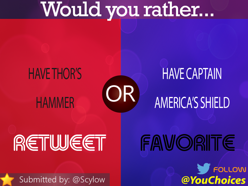 YouChoices's tweet photo. Hammer or shield? http://t.co/UUllK5aMsv