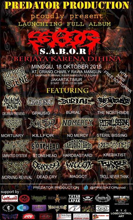 agenda brikutnya kita launching album S.A.B.O.R "Berjaya Karna Dihina" Minggu,18Oct2015 @GrandCharlyRawamangun Jaktim