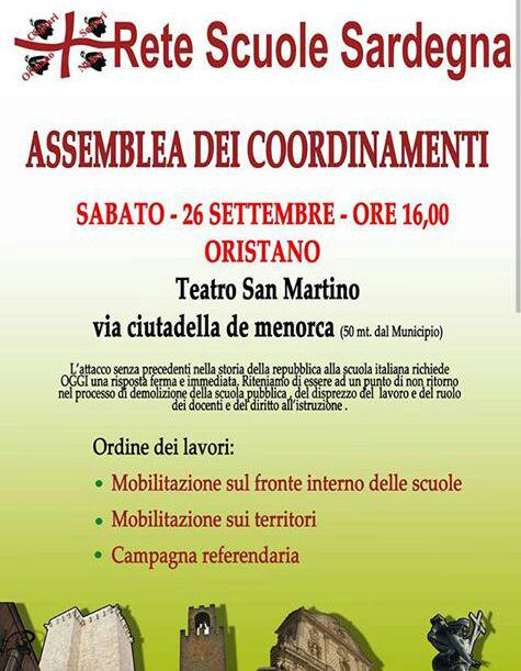 docentior's tweet photo. Vi aspettiamo sabato 26 settembre alle 16 al Teatro San Martino di #Oristano con la Rete #Scuole #Sardegna 
#Scuola http://t.co/yodHzlgFSV