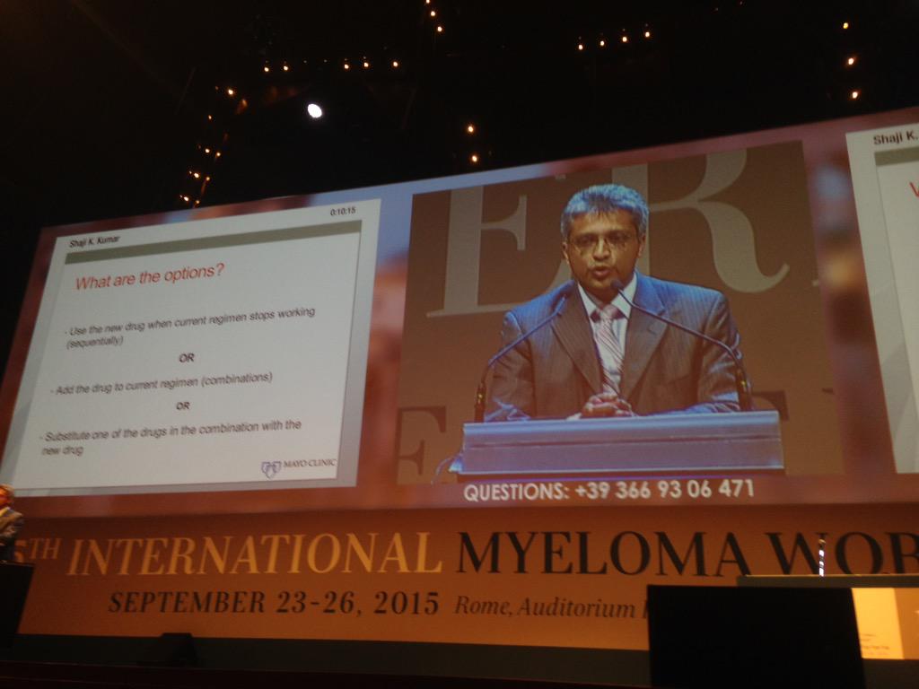 VincentRK's tweet photo. .@myelomaMD making a forceful case for sequential therapy in #Myeloma at #IMW15 in Rome @MayoMyeloma @Mohty_EBMT http://t.co/wGwQfLkBKj