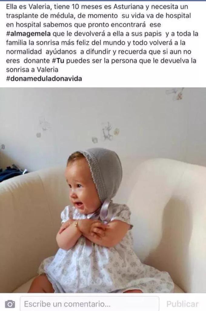 isasaweis's tweet photo. RT y difusión para ayudar a esta nenina y su familia ❤️  #unamedulaparavaleria #DonaMedulaSalvaVidas http://t.co/HthjjtTkW3