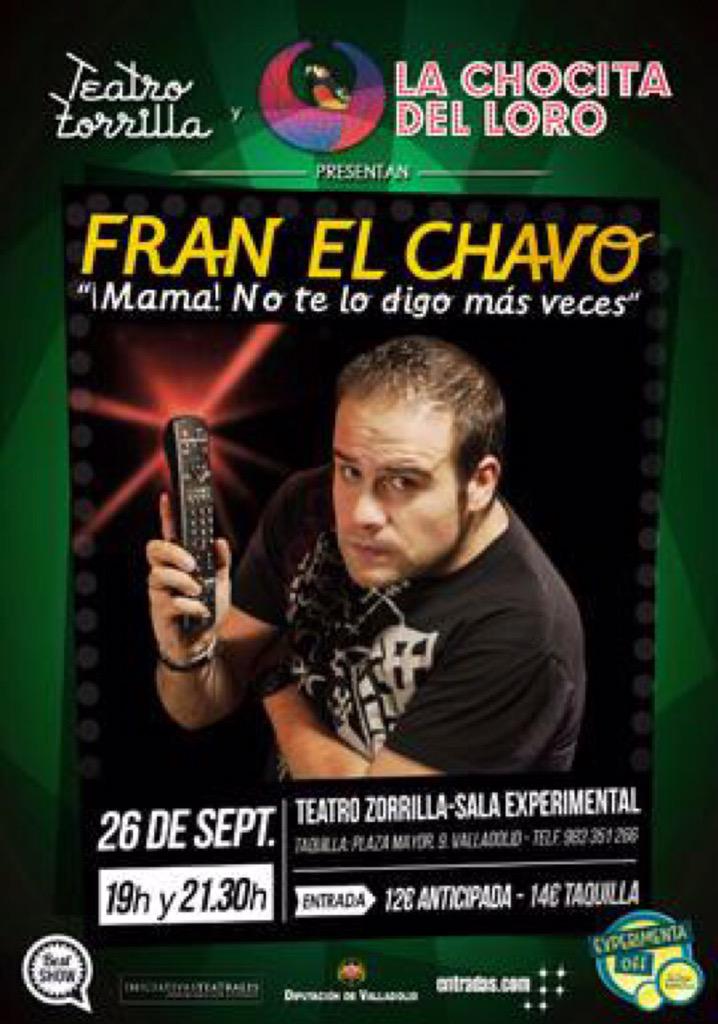 chocitadelloro's tweet photo. Doble función hoy en el @TEATROZORRILLA del genial @FRANELCHAVO No te quedes sin entradas http://t.co/LVXm0uVJTw http://t.co/cc2ojyqAq8