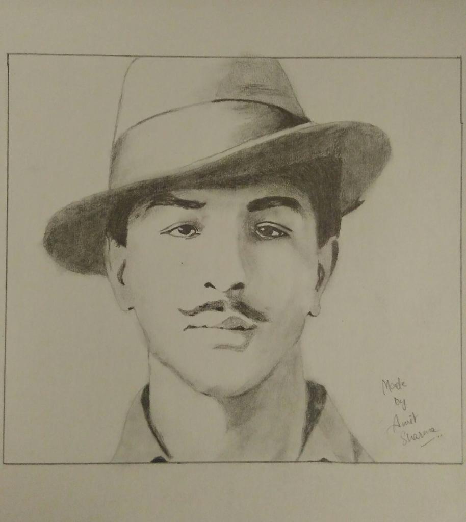 TheKarkhana Bhagat Singh frame Bhagat Singh Black Sketch for Tribute  Respect Home  Wall Decor Laminated Without Glass  Amazonin Home   Kitchen