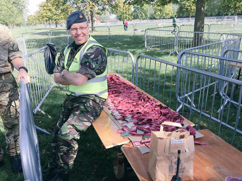 Flt Lt Johnston and co man the finish line and Flt Lt Goodger guards the medals. #aircadets #Running4Women10k