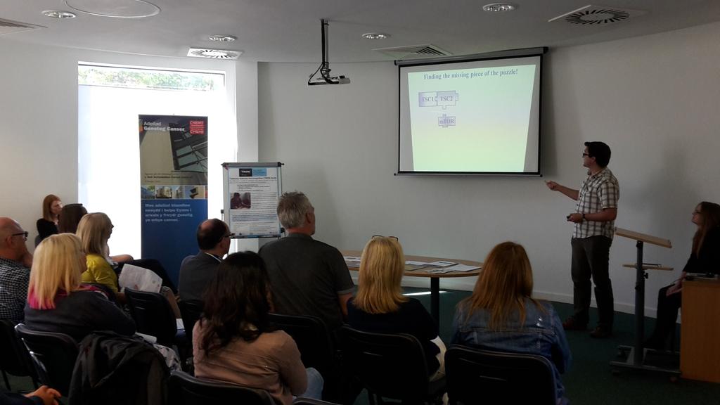 WalesGenePark's tweet photo. Dr Andy Tee giving a research overview at the Wales tuberous sclerosis meeting @Em_L_Hughes @UKTSA @PMTJames http://t.co/3vuiDpGZpc