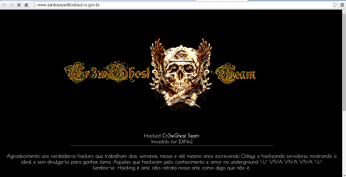 Cr3wGhostTeam's tweet photo. Websites .gov Brazilian Pwned
http://t.co/3mDGwmaN4v
http://t.co/iKqAfeVUxe
@UtNix_ http://t.co/74ZzimUFKp