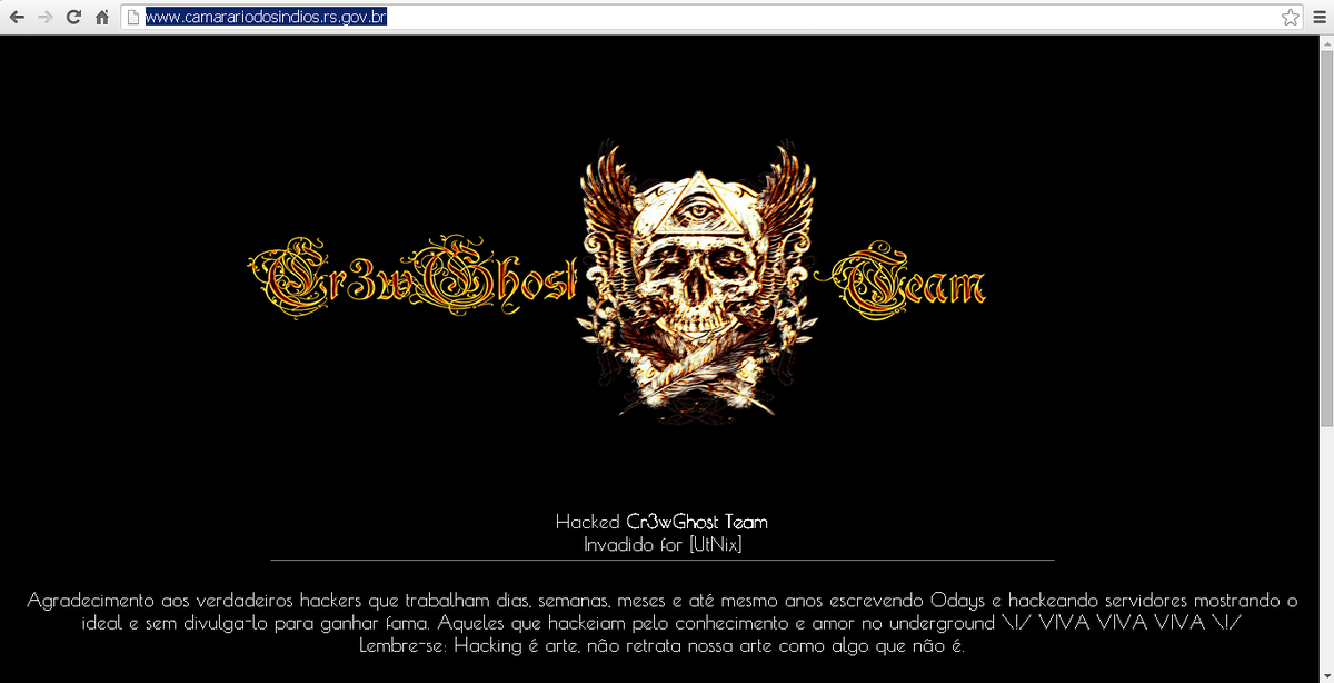 Cr3wGhostTeam's tweet photo. Website Brazilian Pwned:
http://t.co/DPsZAxw1c2
#UtNix_ http://t.co/opDiVwtH4u