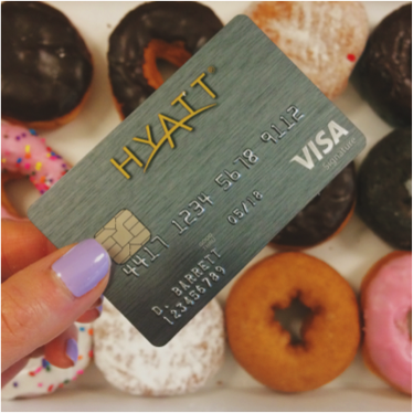 Hyatt's tweet image. Twice as #sweet &amp;amp; #2xpoints 🍩 Earn Hyatt Gold Passport points w/ the #HyattCreditCard here: bit.ly/1fC7HrD