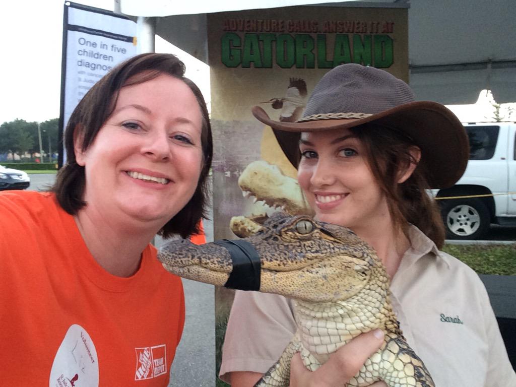 lizdauer's tweet photo. Sleepy selfie with an alligator #gatorland #stjudewalkrun #hd6367 http://t.co/LgHhgVnoAY