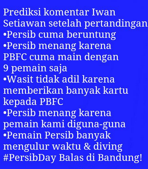 infogarsela's tweet photo. Prediksi Komentar Iwan Sukoco Setelah Pertandingan Eh Iwan Setiawan" #infogarsela http://t.co/qeT5oouu68