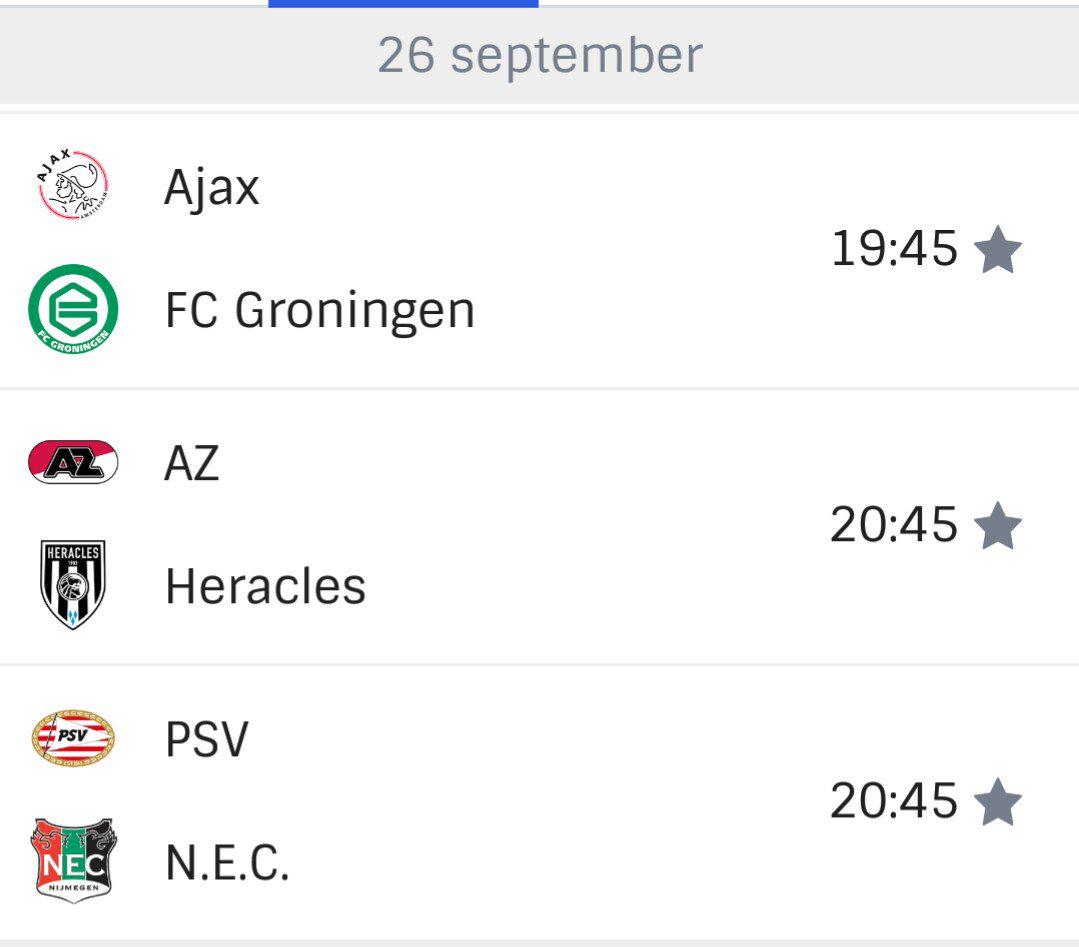 Het voetbalprogramma voor vanavond kijk je natuurlijk live <a href="/DenBartel/">Café Den Bartel</a>