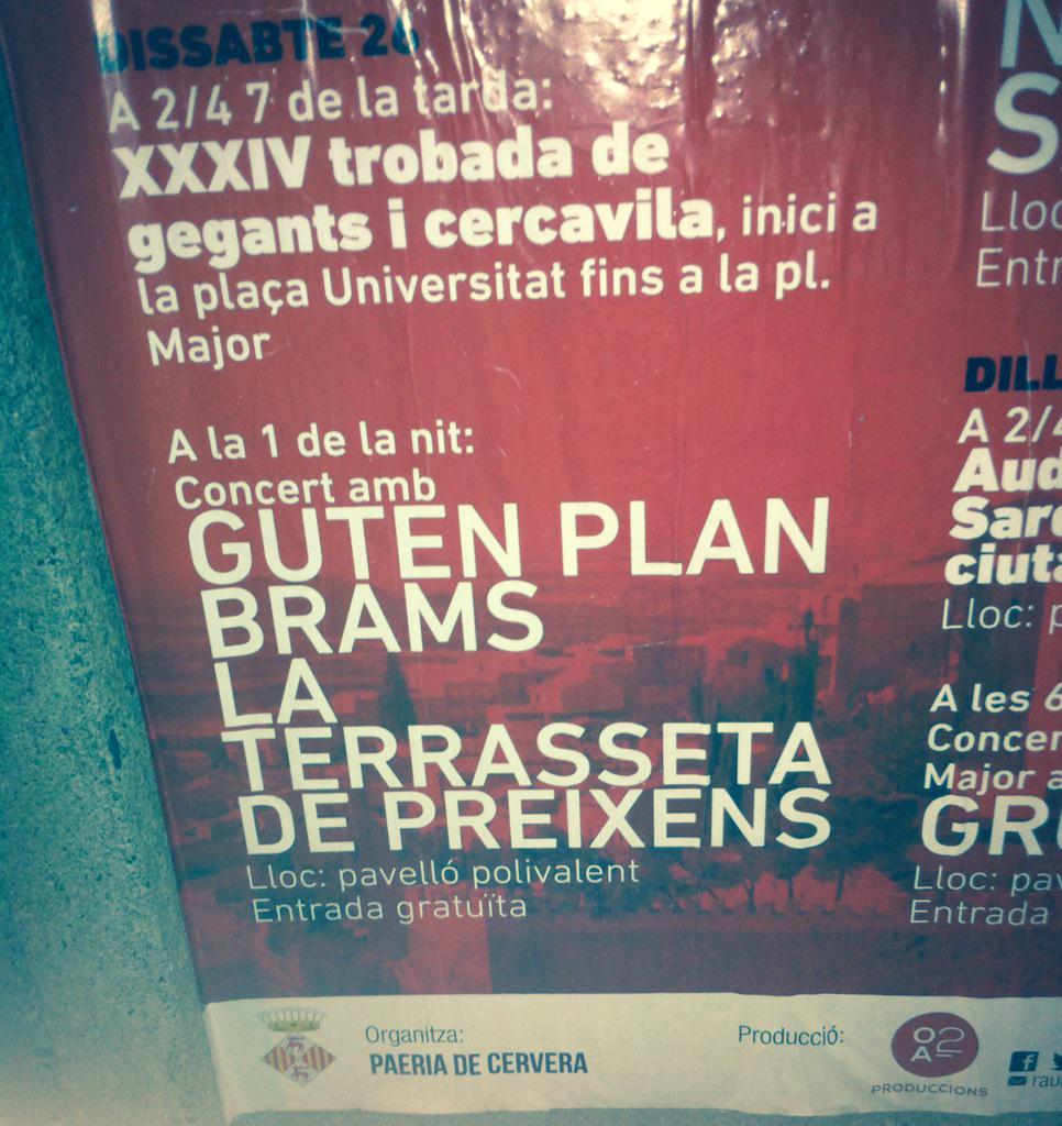 guten_plan's tweet photo. A Cervera es respira FESTA MAJOR!  @SomSegarra @oa2produccions @Concerts_Lleida @paeriacervera @Brams2015 http://t.co/bsiUuMZAxL
