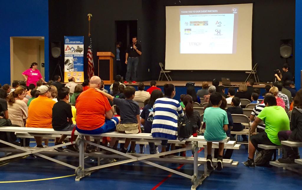 FIRSTAlamo's tweet photo. Juan Carlos Suarez giving opening remarks at the #RGVFIRST Workshop in Edinburgh, TX. #omgrobots #alamofirst http://t.co/3CsfjSqn1t