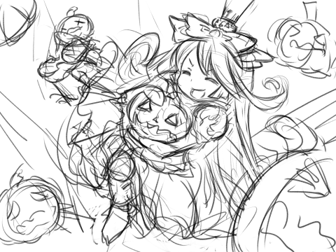 ハロウィンを見越して絵を描きはじめるぞー 