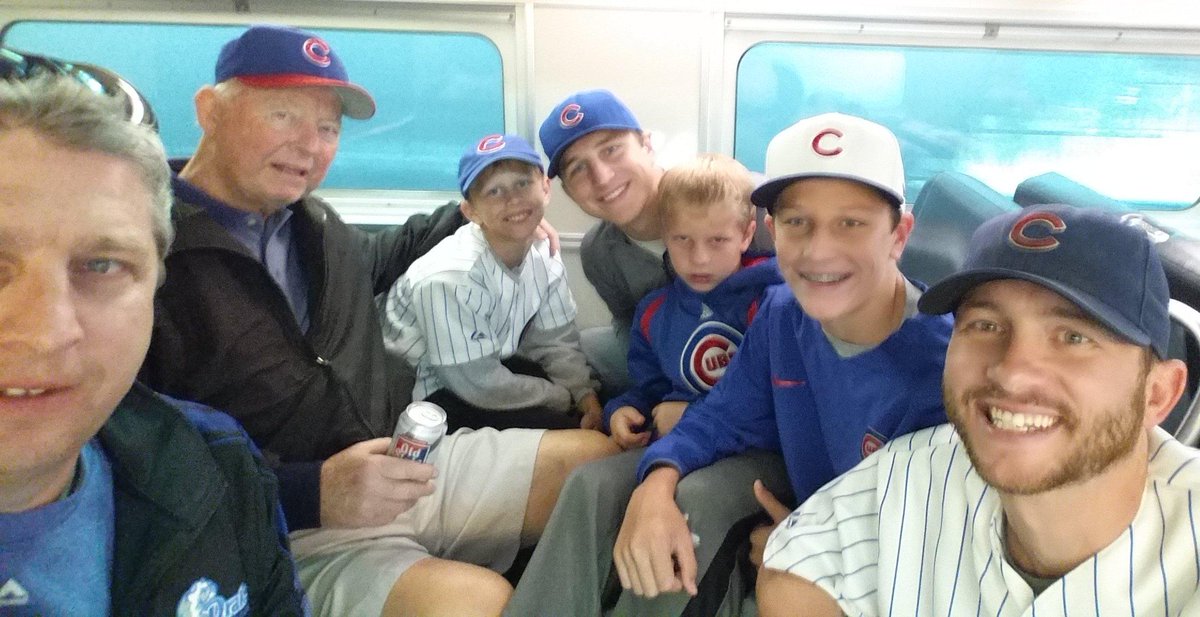 David_M_Ryan's tweet photo. Chicago Style is Old Style. Big Mike on the train #LetsGo #Cubs http://t.co/88OxU1loVk