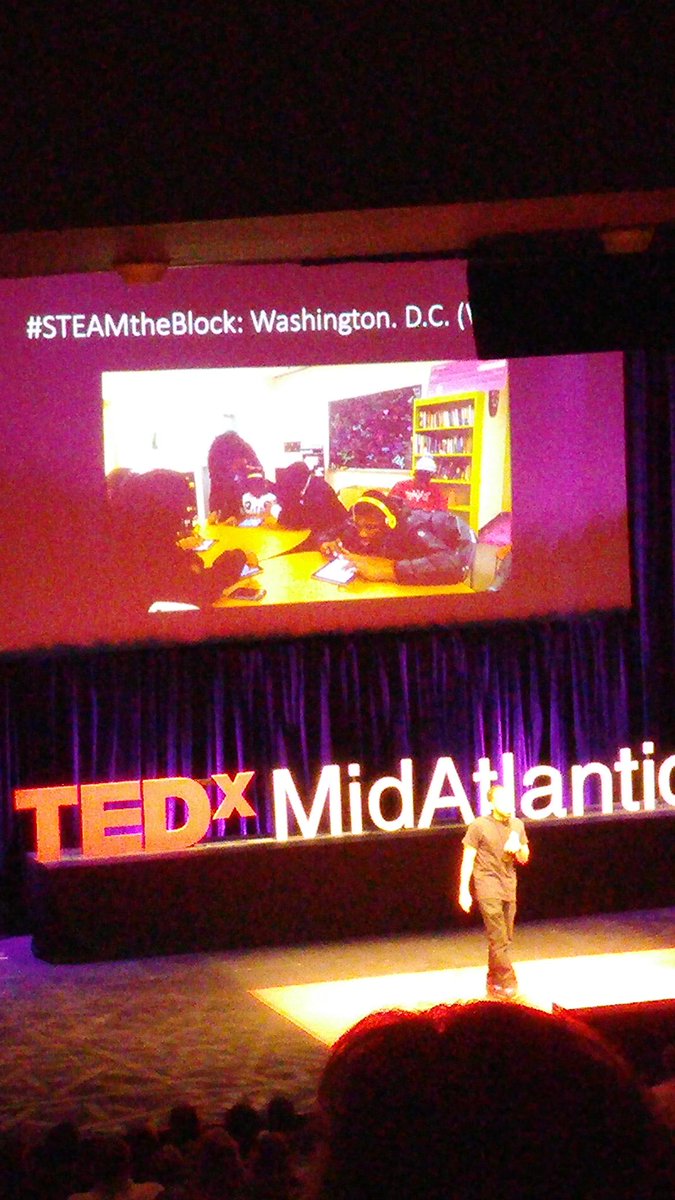 KimMoZingo's tweet photo. #Steamtheblock working to get back to basics in educating and engaging kids #TEDxMid http://t.co/UPKcorQtMy