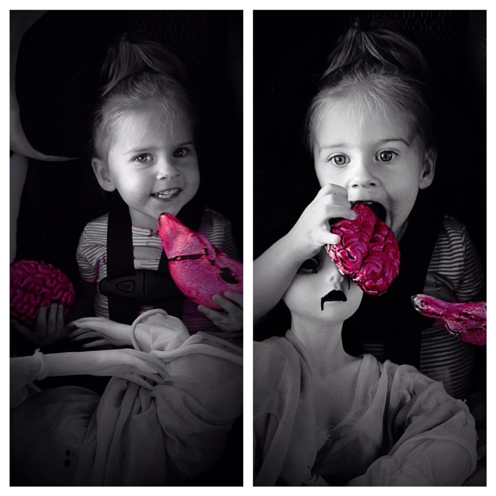 Unit_55_Spokane's tweet photo. This mini hauntress in the making is fueling up for the day #hauntcartel #breakfastofchampions #brains #unit55spokane http://t.co/v1Wf44Ya44