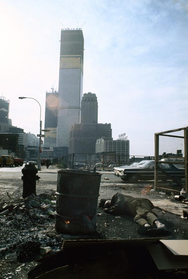 ThatsHistory's tweet photo. View of the World Trade Center under construction from Duane Street, Manhattan, 1970. http://t.co/zBrInTMZd2