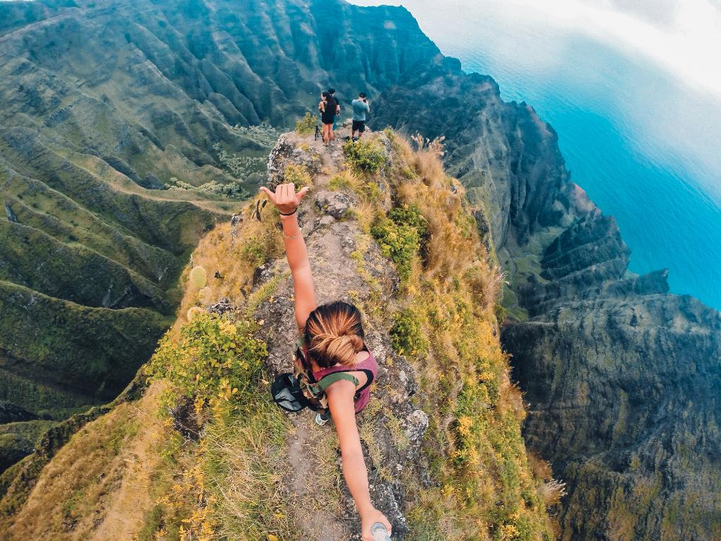 GoPro's tweet photo. Photo of the Day! Aloha from the top of Awa'awaphi Trail, Kaua'i. Image via Venture Hawai'i. #GoProGirl #GoProTravel http://t.co/lvQZ0AOZ1K