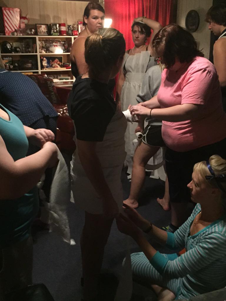 OmegaPhiSisters's tweet photo. What a great slumber party last night, sisters! The toilet paper fashion show was excellent! http://t.co/Um5cKc2445