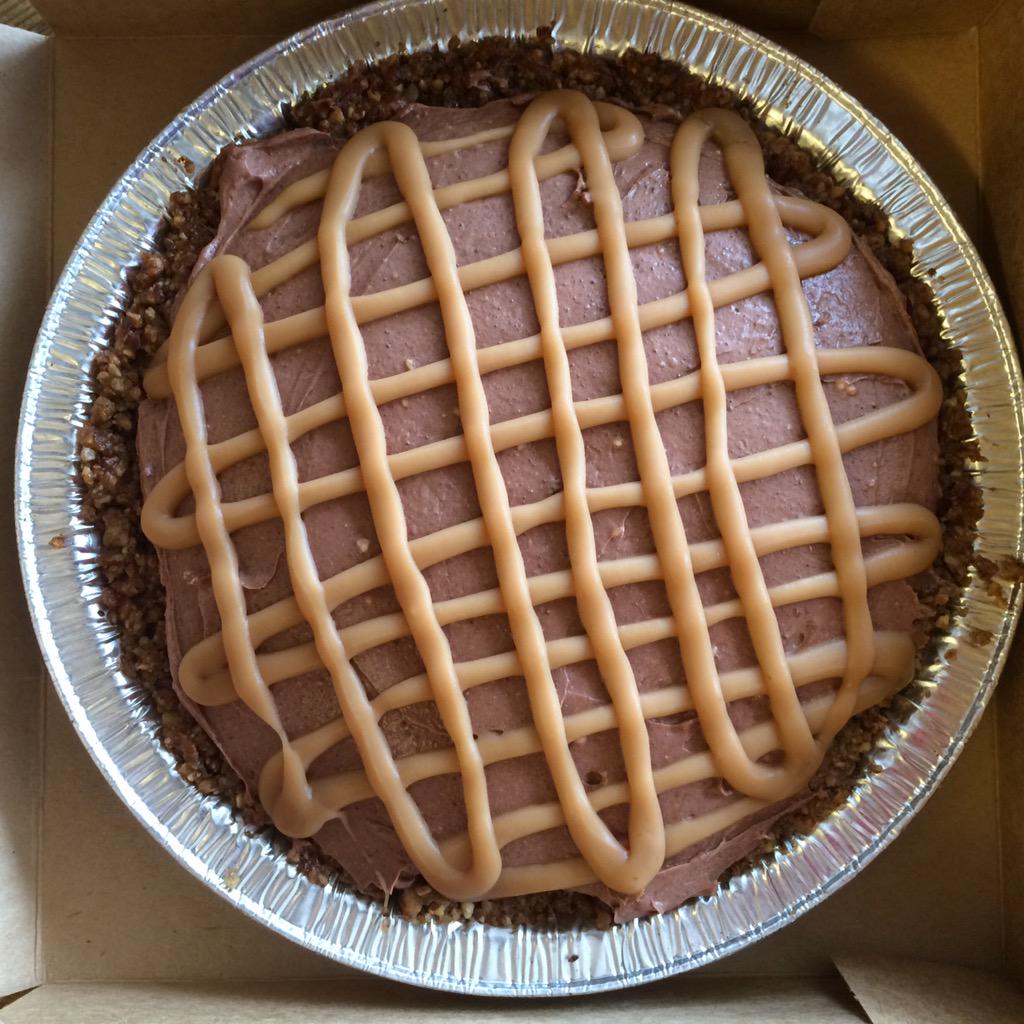 swamprabbitcafe's tweet photo. This. Sea salt caramel cream pie. #creampie #glutenfree #pecancrust #eatlocalridebikes #yeahthatgreenville http://t.co/q3C5SUFfaC