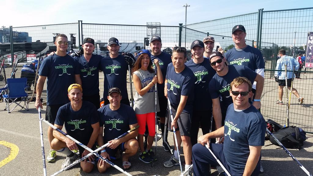 TenD_RHCC's tweet photo. The official #TenaciousD team photo, thanks for coming out @Jackie_Redmond #GameOnCancer @RoadHockey http://t.co/oZozTQPUS0