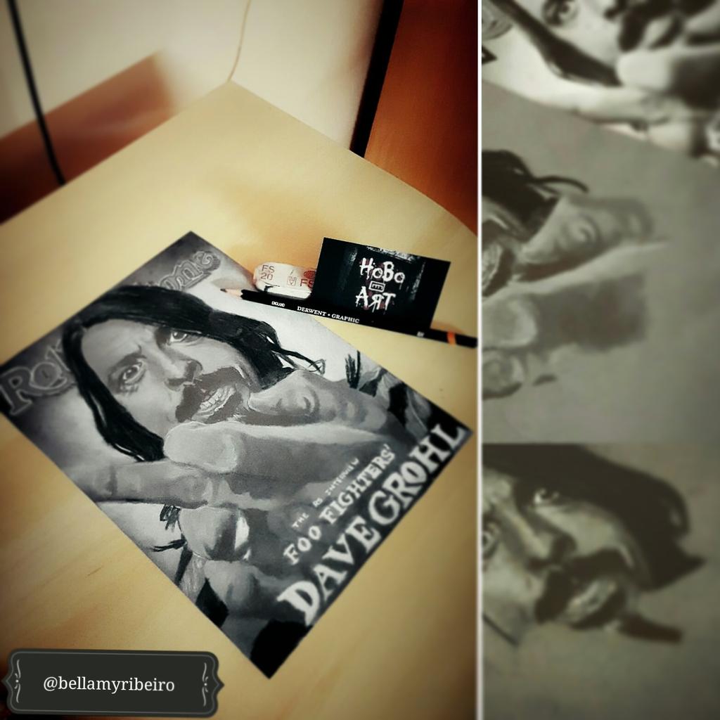 bellamyribeiro's tweet photo. Finally got done with my new #DaveGrohl #foofighters @FooFightersDave @foofightersfans painting #hoboartillustration http://t.co/WaJ2izi76H