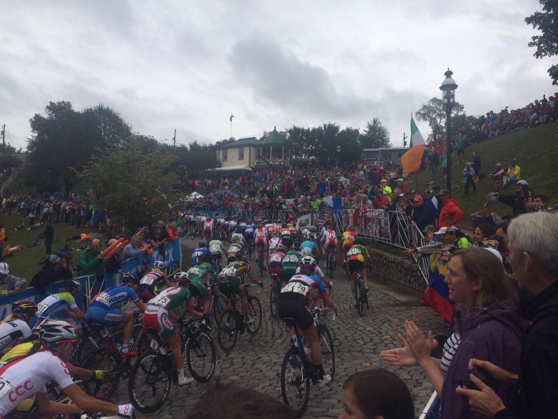 Amazing crowd at Libby Hill to greet the elite women on lap #1 #richmond2015