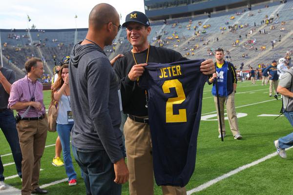 MVictors's tweet photo. if we go up 35-0, I say Jeter puts on that jersey and goes into the game http://t.co/06S9ig68tz