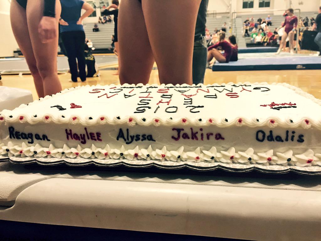 ehighgymnastics's tweet photo. Darian's grandma made the team cake http://t.co/cWxs5nnXG3