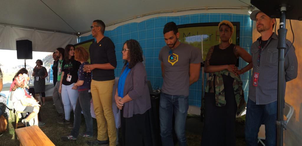 natlmakerfaire's tweet photo. Now at the #makered tent: Lightning talks from @intel @nysci educators and more! #WMF15 http://t.co/mIjrBeWPuT