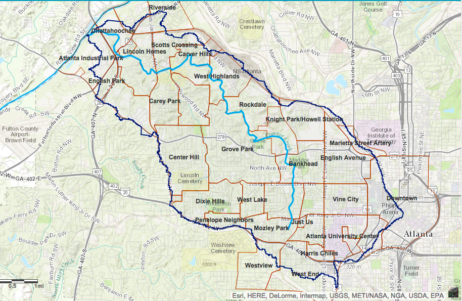 ProctorCreekATL's tweet photo. Is the Proctor Creek Watershed in your backyard? Find your neighborhood on the map. #VineCity #Atlanta #EnglishAve http://t.co/LxvMmfWaQF