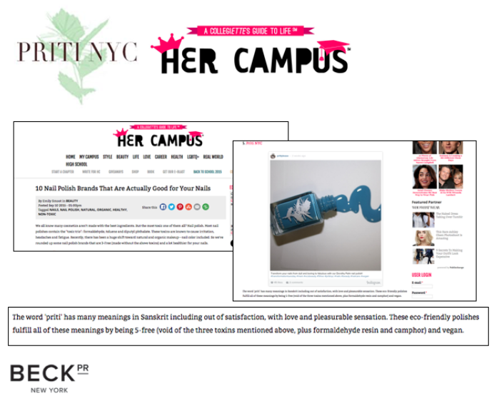 BeckPRNYC's tweet photo. Thanks @hercampus for featuring @PritiNYC in your “Nail Polish Brands that are good for Your Nails” article! #BeckPR http://t.co/PGLykJIDMf