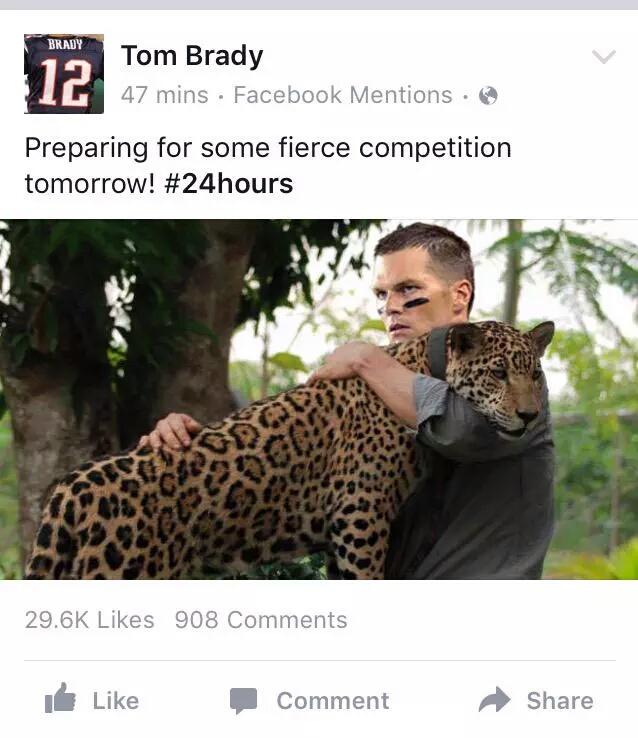 realOBF's tweet photo. Tom Brady's Facebook page is better than yours. #Patriots #Jaguars http://t.co/y70suWoWSO