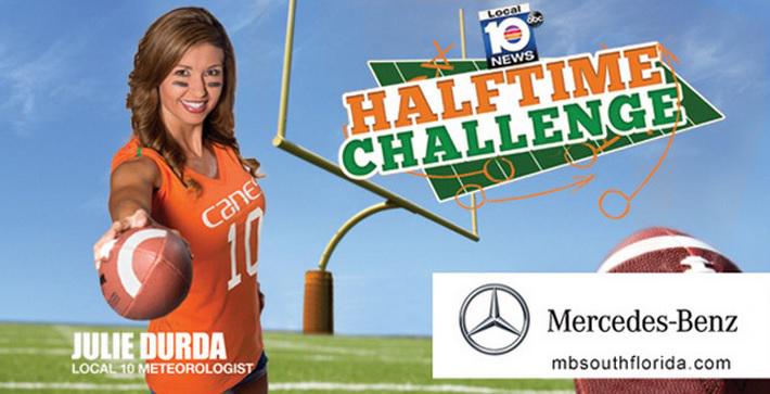Beat @JulieDurda in the Local 10 #HalftimeChallenge & win UM tix & $200 gift card ENTER NOW bit.ly/1QqALzU?utm_me… http://t.co/VVMfPQOVC2