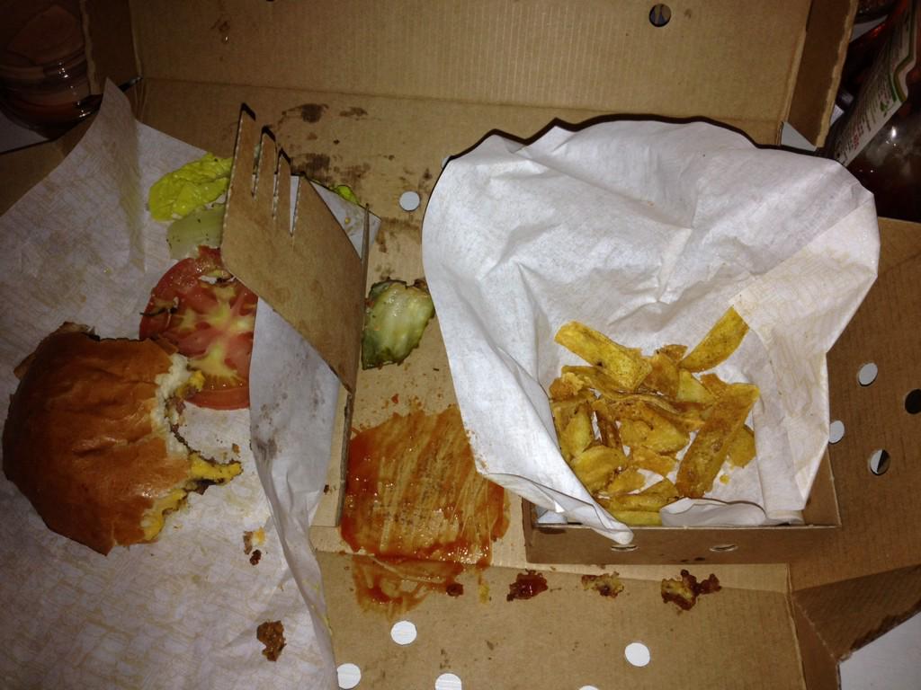 Collected <a href="/Homeburger/">Homeburger</a> got home and the burger was cold and the chips were the scrap ends #nothappy