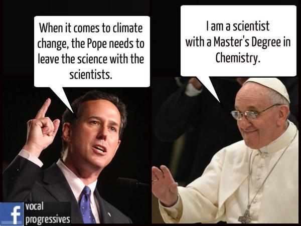 GiannaTotaro's tweet photo. #PopeFrancis  1   #USRepublican 0  #science #climatechange #environment http://t.co/Uts3mnlhml