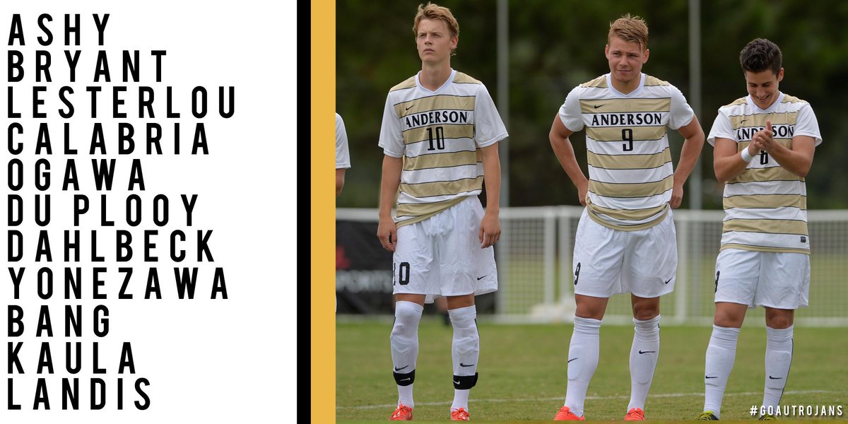 AUTrojans's tweet photo. Your starting XI for @AU_Mens_Soccer! Kick-off scheduled for 6:10 p.m.

STATS: http://t.co/I72WTHLkm1 http://t.co/OsHQalXbqE