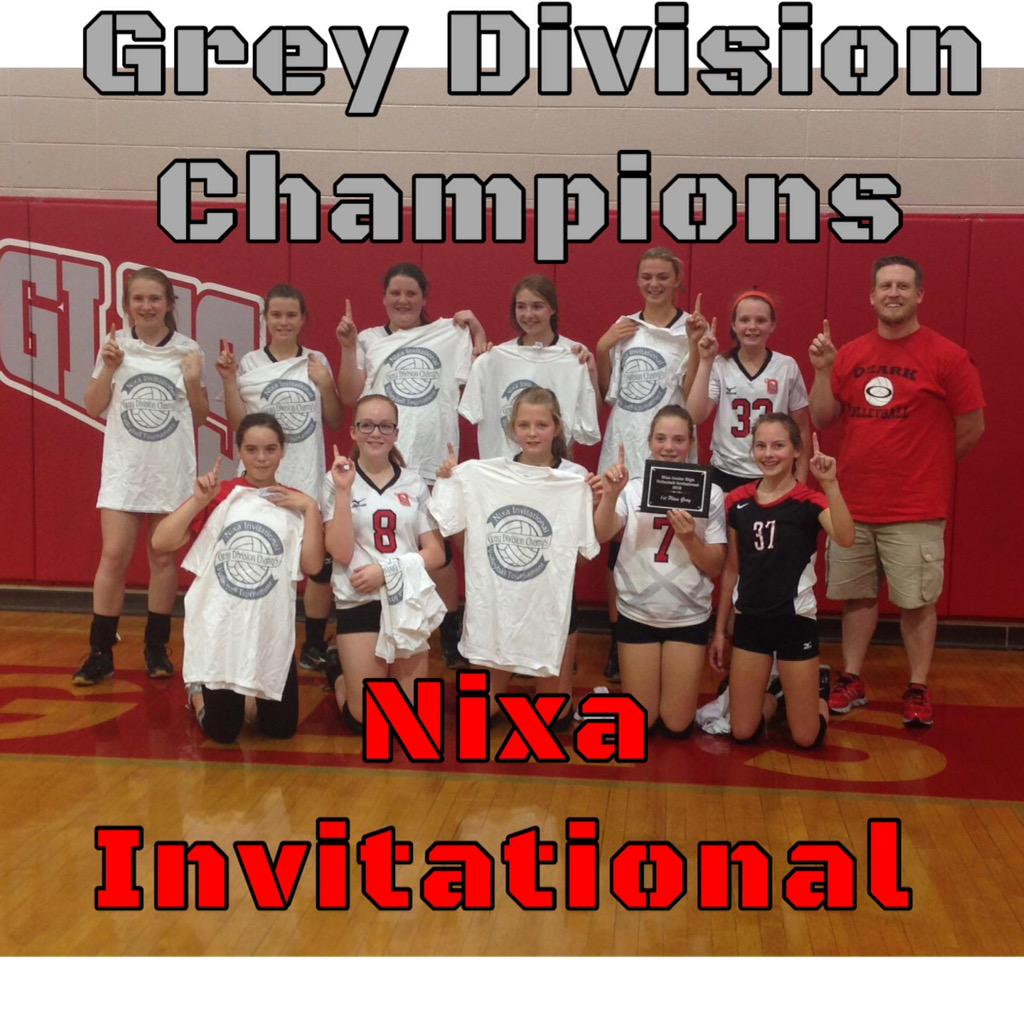 OzarkJHVball's tweet photo. 7th grade B team defeats Nixa in 3 sets to win the Grey Division Championship! #MadeItHappen #TogetherWeWin 🏆😆👏🏼🎉🐅🐾 http://t.co/hLt8cRoFhC