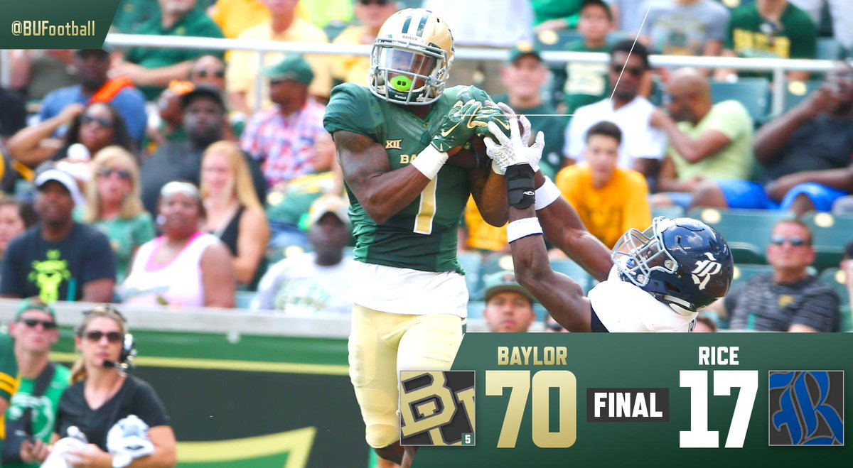 Baylor puts up 793 yards of offense en route to a 70-17 win over Rice. #SicRice