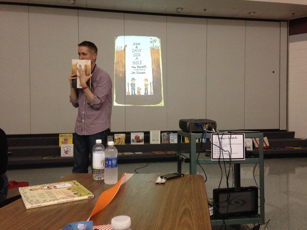 karigunderson's tweet photo. It was lovely to meet you, @MrSchuReads! Afternoon goal achieved: caught you mid book smell #thinkin2015 http://t.co/jIXa4z5ZEo