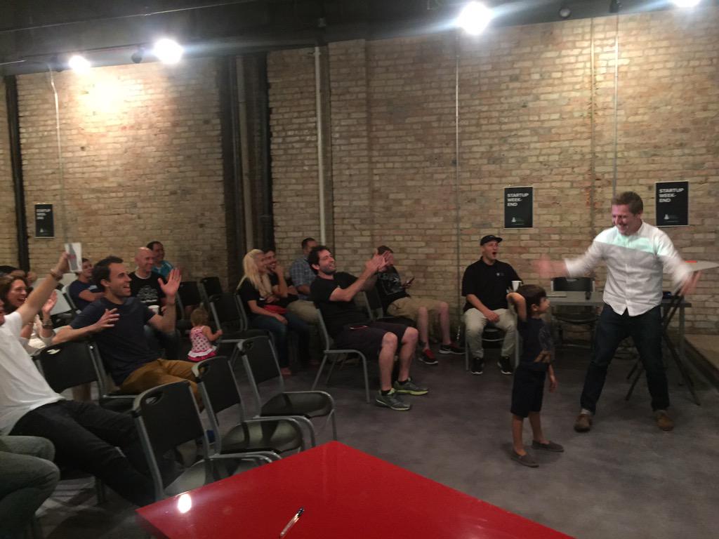 HalaSaleh1's tweet photo. Zane gets roaring applause as he scores with Crash Bowling. That was the smoothest user onboarding experience! #swslc http://t.co/CkaMqT2ZZO